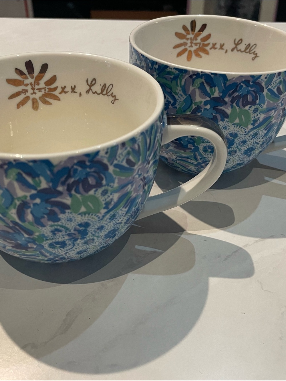 Lilly Pulitzer Blue & Green Floral Ceramic Mugs - Pair
